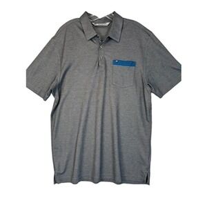 Travis Mathew‎ Polo Shirt Mens Large Gray Blue Black Torrey Pines Golf